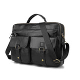 Cowhide Genuine Leather Briefcases Men Business for Documents Handbag Double Layer Zipper Messenger Bags Male Vintage Laptop Bag