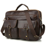 Cowhide Genuine Leather Briefcases Men Business for Documents Handbag Double Layer Zipper Messenger Bags Male Vintage Laptop Bag