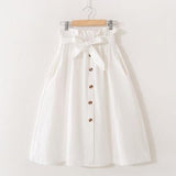 Single-breasted High Waist Cotton Midi Women Skirts With Pocket 2020 Summer Long White Skirt Solid Yellow Skirt Women Jupe Femme