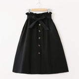 Single-breasted High Waist Cotton Midi Women Skirts With Pocket 2020 Summer Long White Skirt Solid Yellow Skirt Women Jupe Femme
