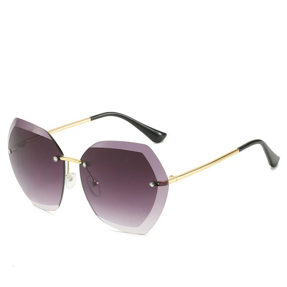 2020  Fashion Rimless Pilot Sunglasses Women Brand Design Retro Vintage Cutting Lens Gradient Sun Glasses Female UV400