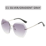 2020  Fashion Rimless Pilot Sunglasses Women Brand Design Retro Vintage Cutting Lens Gradient Sun Glasses Female UV400