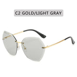2020  Fashion Rimless Pilot Sunglasses Women Brand Design Retro Vintage Cutting Lens Gradient Sun Glasses Female UV400