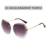 2020  Fashion Rimless Pilot Sunglasses Women Brand Design Retro Vintage Cutting Lens Gradient Sun Glasses Female UV400