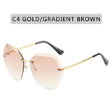 2020  Fashion Rimless Pilot Sunglasses Women Brand Design Retro Vintage Cutting Lens Gradient Sun Glasses Female UV400