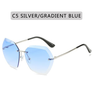 2020  Fashion Rimless Pilot Sunglasses Women Brand Design Retro Vintage Cutting Lens Gradient Sun Glasses Female UV400