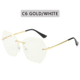 2020  Fashion Rimless Pilot Sunglasses Women Brand Design Retro Vintage Cutting Lens Gradient Sun Glasses Female UV400