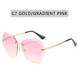 2020  Fashion Rimless Pilot Sunglasses Women Brand Design Retro Vintage Cutting Lens Gradient Sun Glasses Female UV400