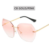 2020  Fashion Rimless Pilot Sunglasses Women Brand Design Retro Vintage Cutting Lens Gradient Sun Glasses Female UV400