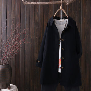 2020 Women Coat Spring Autumn Cotton Long Loose Coat Single-Breasted Outerwear Plus Size Casual Tops Solid Female Trench Coat