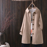 2020 Women Coat Spring Autumn Cotton Long Loose Coat Single-Breasted Outerwear Plus Size Casual Tops Solid Female Trench Coat