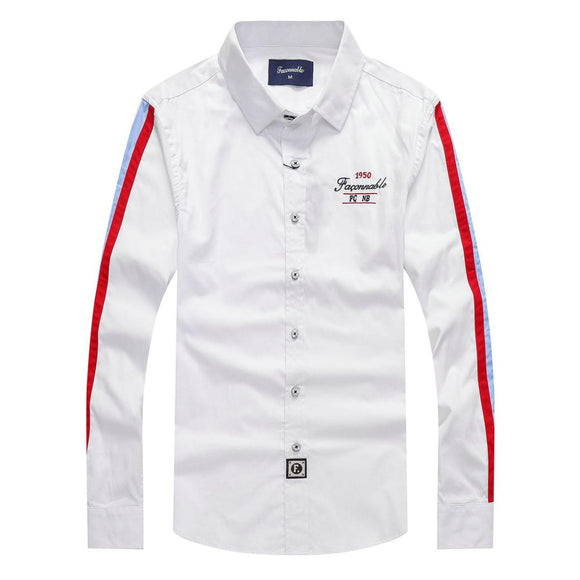 Embroidery faconnable shirt camisa masculina Business Men Long Sleeve Dress Shirts Cotton hombre eden park Social shirts Male