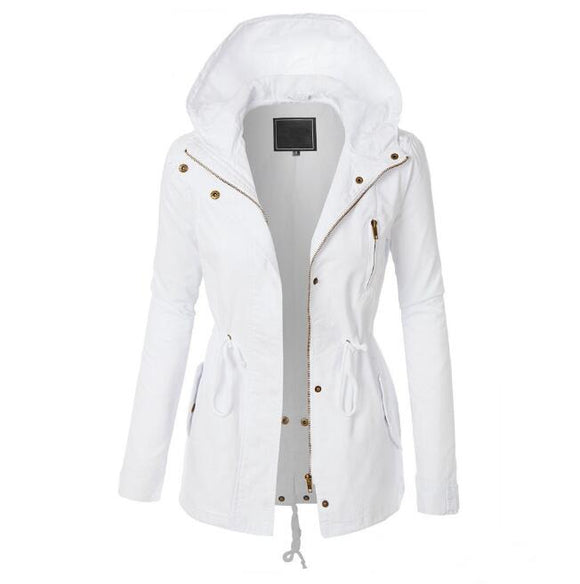 Hot 2020 Spring Autumn Zipper Hooded Wear Outwear Loose Jacket Women Coat Windbreaker