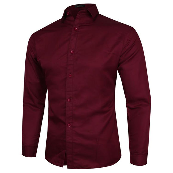 Plus size Formal Men's Shirt Dress Blouse Male Long-sleeved Solid color Business Casual Shirt for Men White Black Pink