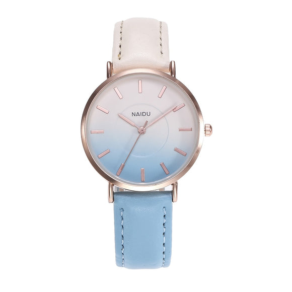 Women's Watch Personality Fashion Gradient Leather Ladies Quartz Watch 2020 New Two-color Stitching Watch Relojes Drop Shipping