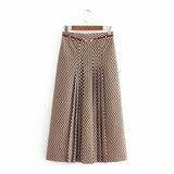 oversized women fashion skirts 2020 autumn geometric print midi skirt casual vintage office with belt ladies long skirts