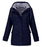 Hot 2020 Women's Solid Jackets Outdoor Hoodied Waterproof Long Coats Overcoat Long Windbreaker Outerwear