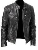 2020 autumn and winter new fashion men's leather jacket black brown male stand-up collar jacket PU leather motorcycle leather ja