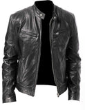 2020 autumn and winter new fashion men's leather jacket black brown male stand-up collar jacket PU leather motorcycle leather ja