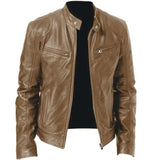2020 autumn and winter new fashion men's leather jacket black brown male stand-up collar jacket PU leather motorcycle leather ja