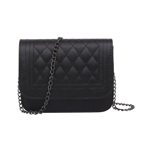 2020 PU Leather Women Messenger Bag Plaid Ladies Crossbody Bag Chain Trendy Candy Color Small Flap Shopping Handbag