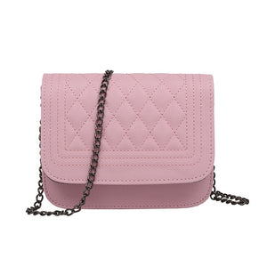 2020 PU Leather Women Messenger Bag Plaid Ladies Crossbody Bag Chain Trendy Candy Color Small Flap Shopping Handbag