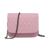2020 PU Leather Women Messenger Bag Plaid Ladies Crossbody Bag Chain Trendy Candy Color Small Flap Shopping Handbag