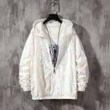 Women Basic Jackets Summer 2020 Colorful Reflective Causal Thin Windbreaker Women Hooded Jackets Coat Zipper Bomber veste femme