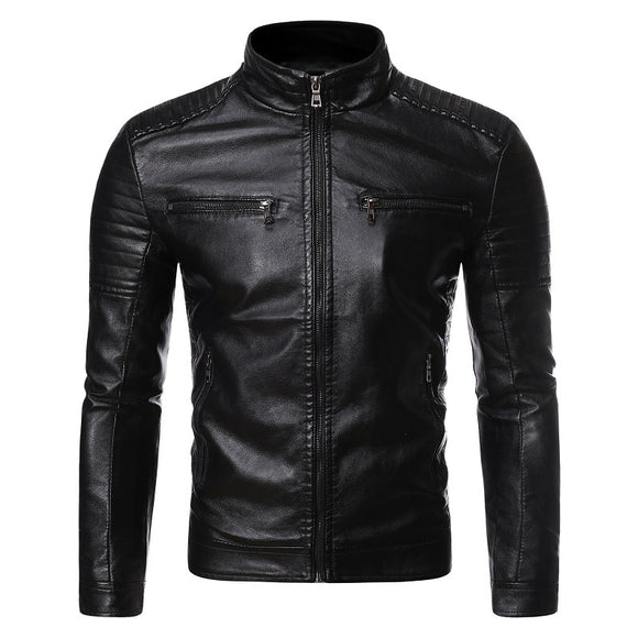 Men Biker Leather Jacket Spring and Autumn 2020 New Men's Fashion Trend Decorative Motorcycle Leather Coat