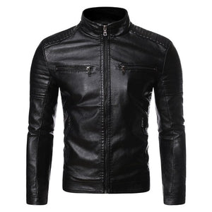 Men Biker Leather Jacket Spring and Autumn 2020 New Men's Fashion Trend Decorative Motorcycle Leather Coat