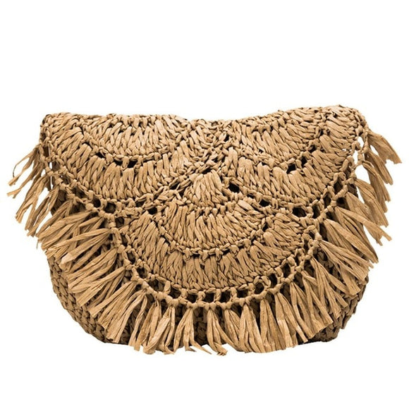 2020 New Summer Straw Bags Handmade Tassel Small Beach Bags Raffia Rattan Woven Handbags Vacation Shoulder Crossbody Bags Clutch