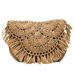 2020 New Summer Straw Bags Handmade Tassel Small Beach Bags Raffia Rattan Woven Handbags Vacation Shoulder Crossbody Bags Clutch