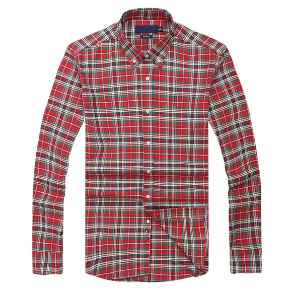 man high quality small pony polo shirts  Men Long Sleeve Dress Shirts 100%Cotton hombre homme chemises plaid shirts