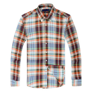 man high quality small pony polo shirts  Men Long Sleeve Dress Shirts 100%Cotton hombre homme chemises plaid shirts