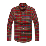 man high quality small pony polo shirts  Men Long Sleeve Dress Shirts 100%Cotton hombre homme chemises plaid shirts