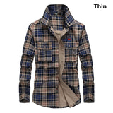 Shirt Men Plaid Flannel Shirts Mens Casual Autumn Winter Spring Thick Warm Fleece Cotton Long Sleeve Shirt 4XL Camisa Masculina