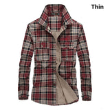 Shirt Men Plaid Flannel Shirts Mens Casual Autumn Winter Spring Thick Warm Fleece Cotton Long Sleeve Shirt 4XL Camisa Masculina