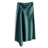 Elegant Women Satin Irregular Long Skirt 2020 Fashion New Womens Retro High Waist Sexy Slim Bag Hip Hips Skirts Saia