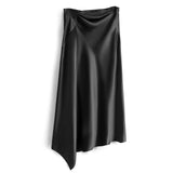 Elegant Women Satin Irregular Long Skirt 2020 Fashion New Womens Retro High Waist Sexy Slim Bag Hip Hips Skirts Saia