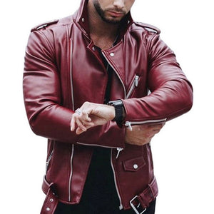 Men's  Autumm Motorcycle Leather Jacket Winter Men's Fashion Casual Hooded Imitation Jacket Men's Warm Leather Jacket