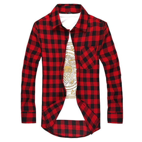 Plaid Men Shirts  Summer Mens Checkered  Long Sleeve Shirt Men Blouse Camisa (suggest buy 2 size up)