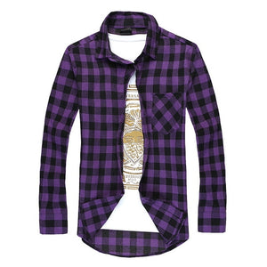 Plaid Men Shirts  Summer Mens Checkered  Long Sleeve Shirt Men Blouse Camisa (suggest buy 2 size up)
