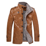 2019 Autumn and Winter new Men's plus velvet PU fur Men's Fashion Casual long section Collar Leather jacket Size M-6XL 7XL 8XL