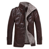2019 Autumn and Winter new Men's plus velvet PU fur Men's Fashion Casual long section Collar Leather jacket Size M-6XL 7XL 8XL