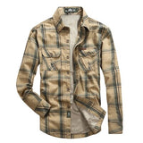 Fleece Plaid Shirt Men Shirts Long Sleeve Thick Warm Mens Shirts Big Size 5XL Cotton Military Casual Shirt Male Camisa Hombre