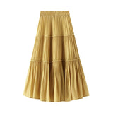 Streetwear Summer new white cake Ruffles skirt pleated women 2020 retro black slim midi long fairy skirt A-Line skirt office