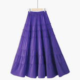 PEONFLY Beautiful Long Maxi Skirt Women Fashion 2020 Summer Korean A Line High Waist Tiered Chiffon Skirt Female Purple Yellow