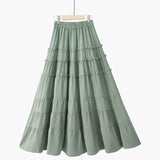 PEONFLY Beautiful Long Maxi Skirt Women Fashion 2020 Summer Korean A Line High Waist Tiered Chiffon Skirt Female Purple Yellow