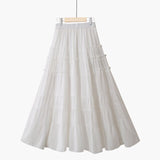 PEONFLY Beautiful Long Maxi Skirt Women Fashion 2020 Summer Korean A Line High Waist Tiered Chiffon Skirt Female Purple Yellow