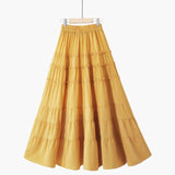 PEONFLY Beautiful Long Maxi Skirt Women Fashion 2020 Summer Korean A Line High Waist Tiered Chiffon Skirt Female Purple Yellow